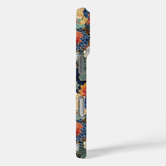 Japanese Blue Floral Pattern Monogrammed Case-Mate iPhoneケース (裏面 / 右)