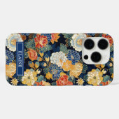 Japanese Blue Floral Pattern Monogrammed Case-Mate iPhoneケース (裏面 (横))
