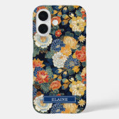 Japanese Blue Floral Pattern Monogrammed Case-Mate iPhoneケース (裏面)