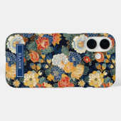 Japanese Blue Floral Pattern Monogrammed Case-Mate iPhoneケース (裏面 (横))