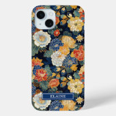 Japanese Blue Floral Pattern Monogrammed Case-Mate iPhoneケース (裏面)