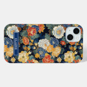 Japanese Blue Floral Pattern Monogrammed Case-Mate iPhoneケース (裏面 (横))
