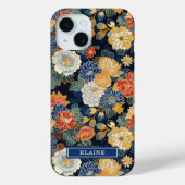 Japanese Blue Floral Pattern Monogrammed Case-Mate iPhoneケース (裏面)