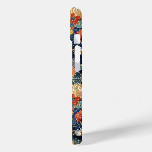 Japanese Blue Floral Pattern Monogrammed Case-Mate iPhoneケース (裏面 / 左)