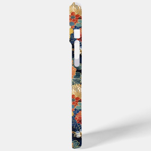 Japanese Blue Floral Pattern Monogrammed Case-Mate iPhoneケース (裏面 / 左)