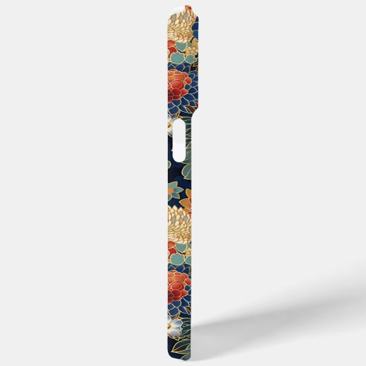 Japanese Blue Floral Pattern Monogrammed Case-Mate iPhoneケース (裏面 / 右)
