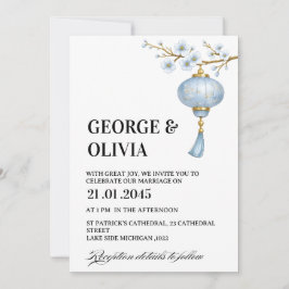 Japanese Blue Lantern Wedding 招待状