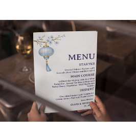 Japanese Blue Lantern Wedding Menu Card メニュー