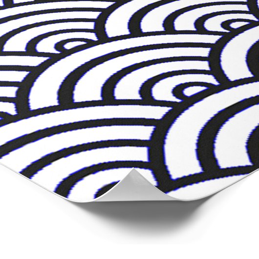 Japanese Blue Waves Seigaiha Sea ポスター (角)