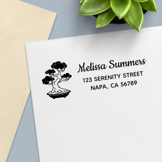 Japanese Bonsai Tree in a Tray Return Address セルフインキングスタンプ