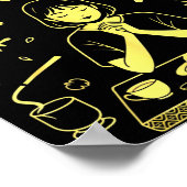 Japanese Breakfast Zen Morning Miso Rice Tea Graph ポスター (角)