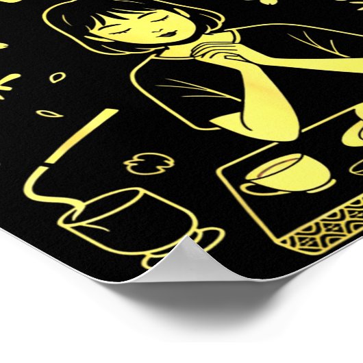 Japanese Breakfast Zen Morning Miso Rice Tea Graph ポスター (角)