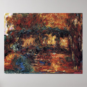 Japanese Bridge by Claude Monet, Vintage Fine Art ポスター