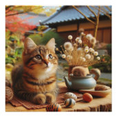 Japanese brown tabby cat ポスター (正面)