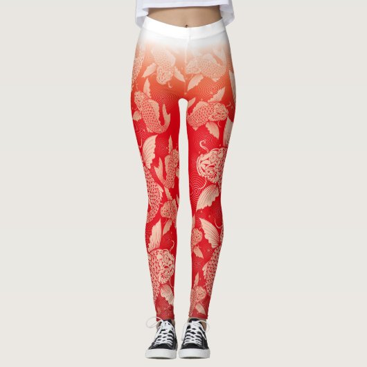 Japanese carp red ground6@miyasan レギンス (正面)