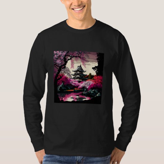 Japanese Castle in a forest of cherry blossoms pai Tシャツ (正面)