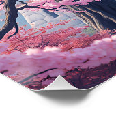 Japanese Castle in Cherry Blossom Spring – Elegant ポスター (コーナー)
