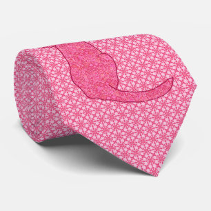 Japanese Cat - Fuchsia Pink Batik ネクタイ