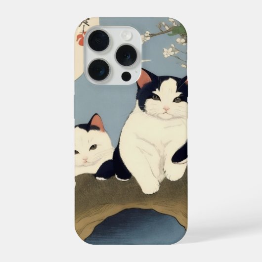 Japanese Cats Blossom Tree iPhone Case iPhoneケース (裏面)