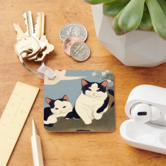 Japanese Cats Blossom Tree Keychain キーホルダー (デスク)