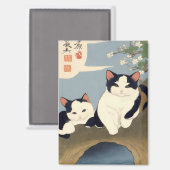 Japanese Cats Blossom Tree Magnet マグネット (正面/裏面)