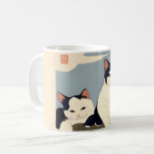 Japanese Cats Blossom Tree Mug – Ukiyo-e Style コーヒーマグカップ (正面左)