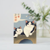 Japanese Cats Blossom Tree Postcard ポストカード (スタンド正面)