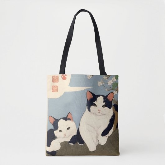 Japanese Cats Blossom Tree Tote Bag トートバッグ (正面)