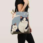 Japanese Cats Blossom Tree Tote Bag トートバッグ (クローズアップ)