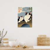Japanese Cats Blossom Tree Wall Art ポスター (キッチン)
