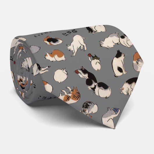 Japanese Cats, Hiroshige, Ukiyo-e ネクタイ (ロール)