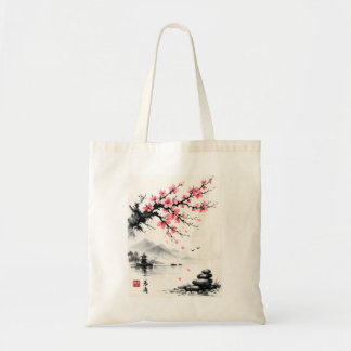 Japanese Cherry Blossom Ink Wash Painting - Zen トートバッグ