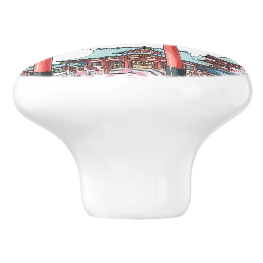 Japanese Cherry Blossom Sakura Floral Drawer Pull セラミックノブ (側面)