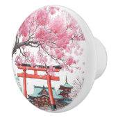 Japanese Cherry Blossom Sakura Floral Drawer Pull セラミックノブ (右)
