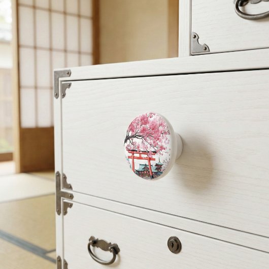 Japanese Cherry Blossom Sakura Floral Drawer Pull セラミックノブ
