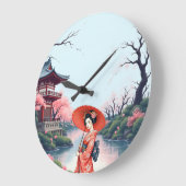 Japanese Cherry Blossom Wall Clock  ラージ壁時計 (傾斜)