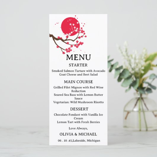 Japanese cherry blossom wedding menu メニュー (スタンド正面)
