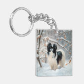 Japanese Chin 雪が降るクリスマス キーホルダー (正面左)