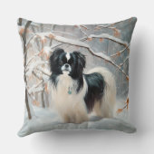 Japanese Chin 雪が降るクリスマス クッション (裏面)