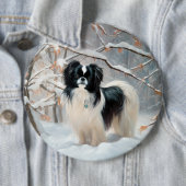 Japanese Chin 雪が降るクリスマス 缶バッジ (インサイチュ)