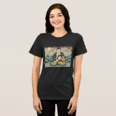 Japanese Chin and Buddha  トライブレンドＴシャツ (正面全面)