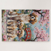 Japanese Chin Cherry Blossom Garden Art ジグソーパズル (横)