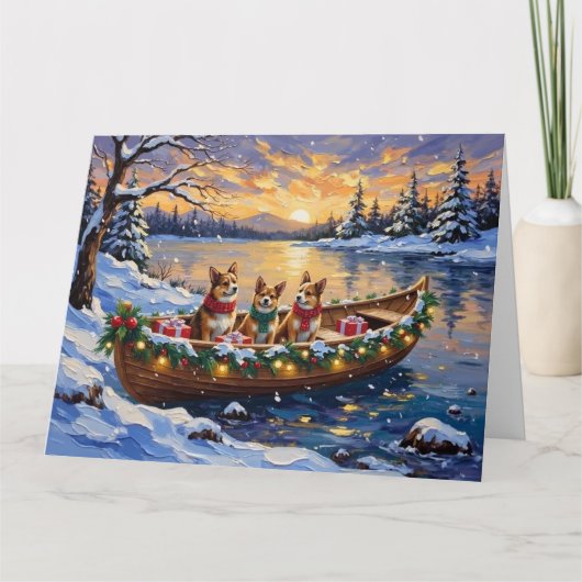 Japanese Chin Christmas Boat Holiday カード (正面)