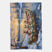 Japanese Chin Christmas Boat Holiday キッチンタオル (縦)