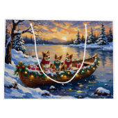 Japanese Chin Christmas Boat Holiday ラージペーパーバッグ (裏面)