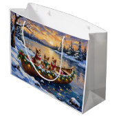 Japanese Chin Christmas Boat Holiday ラージペーパーバッグ (裏面アングル)