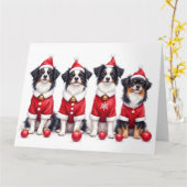 Japanese Chin Christmas Dress Santa Hat カード (黄色い花)