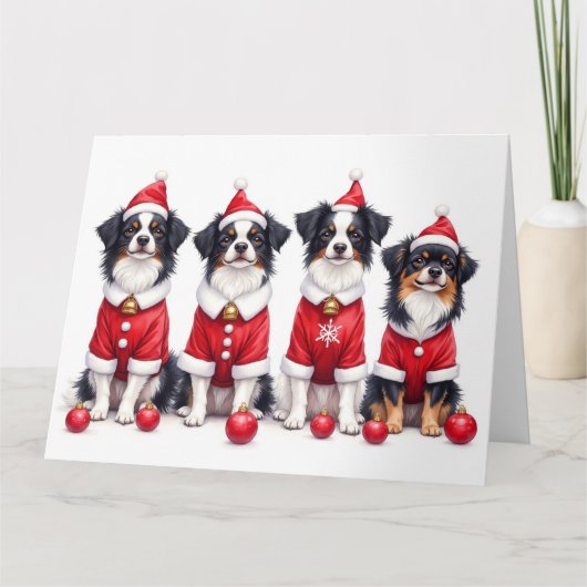Japanese Chin Christmas Dress Santa Hat カード (正面)