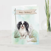 Japanese Chin Dog Breed Under Birthday Sign カード (正面)