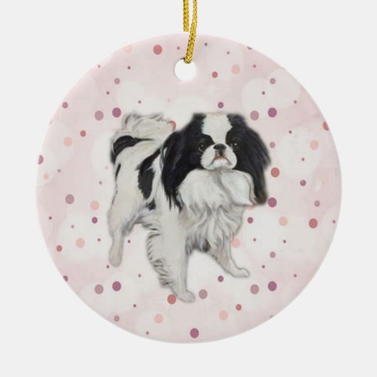 Japanese Chin Original Dog Art Ornament セラミックオーナメント (正面)